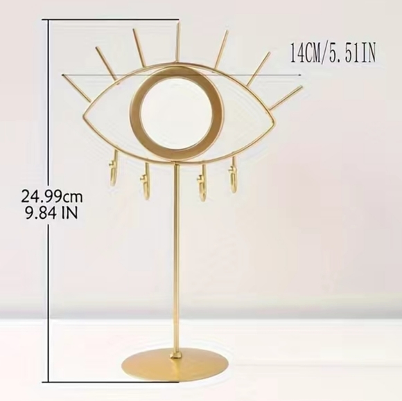 PRICE SLASH! Gold Evil Eye Mirrored Jewelry Stand Display Organizer Statue Boho - Picture 8 of 9